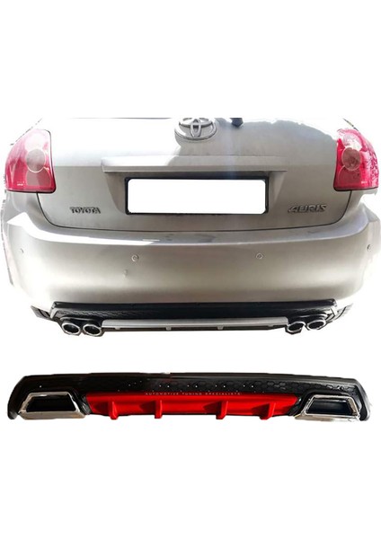 Toyota Auris Kırmızı Difüzör Çiftli Kare Egzoz Görünümlü D Tip Difizör