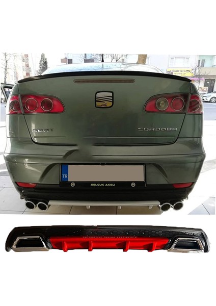 Seat Cordoba Kırmızı Difüzör Çiftli Kare Egzoz Görünümlü D Tip Difizör