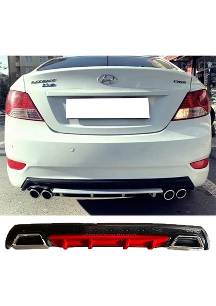 Hyundai Accent Blue Kırmızı Difüzör Çiftli Kare Egzoz Görünümlü D Tip Difizör