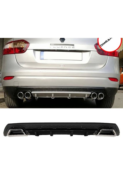 Renault Fluence Siyah Difüzör Çiftli Kare Egzoz Görünümlü D Tip Difizör 2009-2016