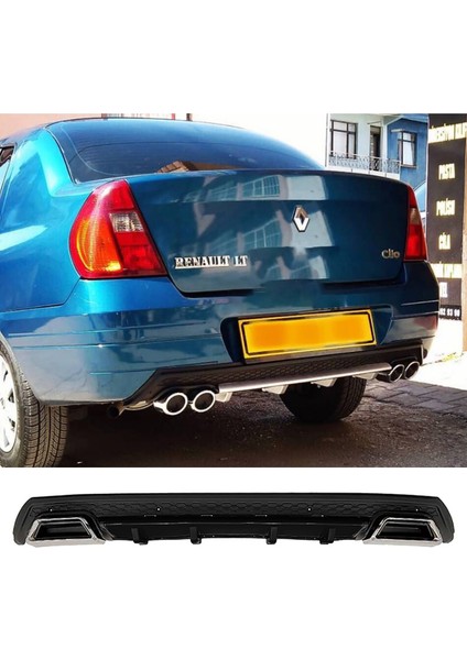 Renault Clio 2 Sedan Siyah Difüzör Çiftli Kare Egzoz Görünümlü D Tip Difizör
