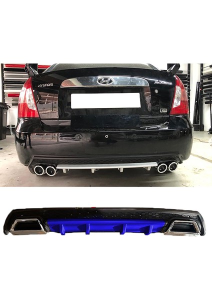 Hyundai Accent Era Mavi Difüzör Çiftli Kare Egzoz Görünümlü D Tip Difizör 2006 - 2009