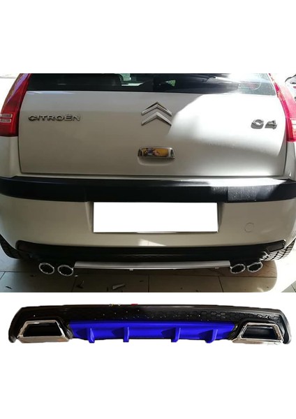 Citroen C4 Mavi Difüzör Çiftli Kare Egzoz Görünümlü D Tip Difizör