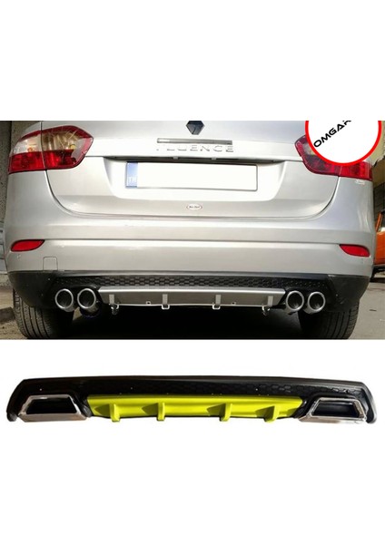 Renault Fluence Sarı Difüzör Çiftli Kare Egzoz Görünümlü D Tip Difizör 2009-2016
