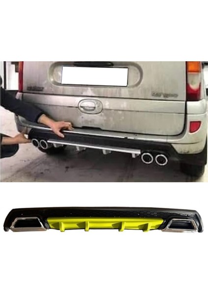Renault Kangoo Sarı Difüzör Çiftli Kare Egzoz Görünümlü D Tip Difizör