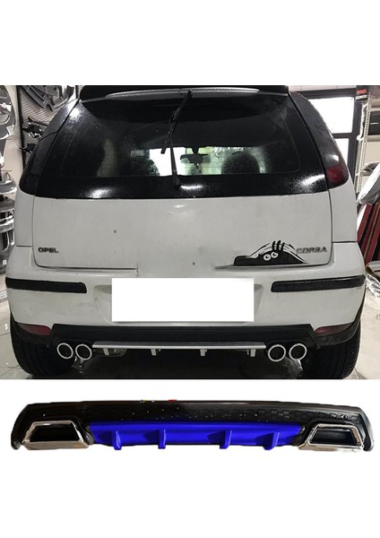 Opel Corsa C Mavi Difüzör Çiftli Kare Egzoz Görünümlü D Tip Difizör