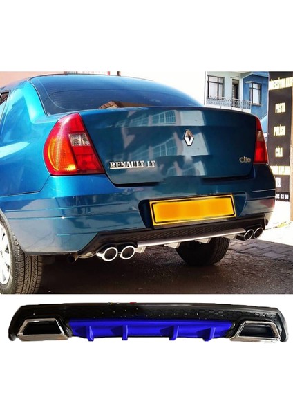 Renault Clio 2 Sedan Mavi Difüzör Çiftli Kare Egzoz Görünümlü D Tip Difizör