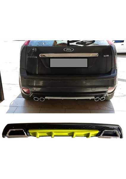 Ford Focus 2 Hatchback Sarı Difüzör Çiftli Kare Egzoz Görünümlü D Tip Difizör 2004 - 2010