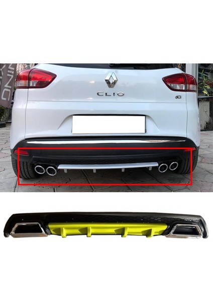 Renault Clio Mk4 Sporttourer Sw Sarı Difüzör Çiftli Kare Egzoz Görünümlü D Tip Difizör 2012-2019
