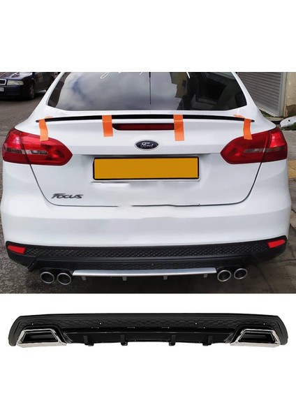 Ford Focus Mk3 Siyah Difüzör Çiftli Kare Egzoz Görünümlü D Tip Difizör