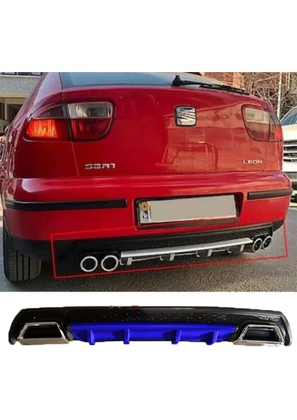 Seat Leon Mk1 Mavi Difüzör Çiftli Kare Egzoz Görünümlü D Tip Difizör