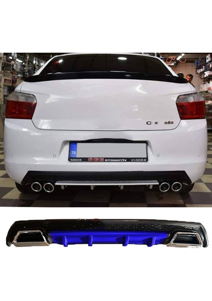 Citroen C Elysee Mavi Difüzör Çiftli Kare Egzoz Görünümlü D Tip Difizör