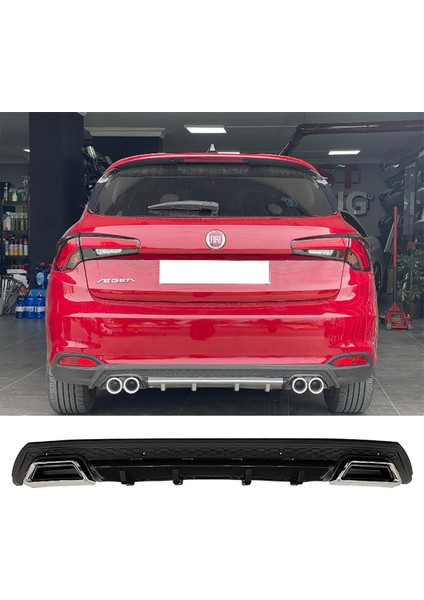 Fiat Egea Hb Siyah Difüzör Çiftli Kare Egzoz Görünümlü D Tip Difizör