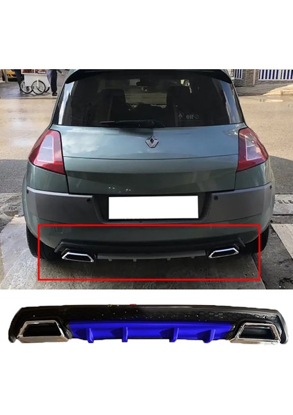 Renault Megane 2 Hb Mavi Difüzör Çiftli Kare Egzoz Görünümlü D Tip Difizör 2002 - 2009