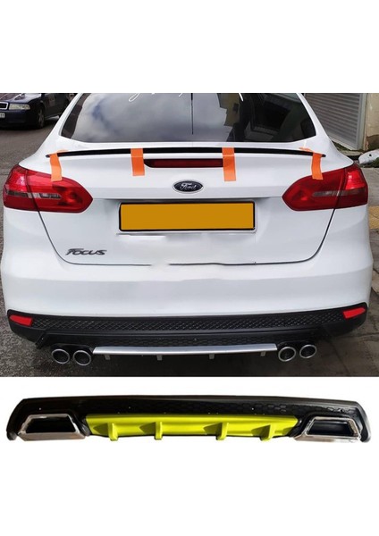 Ford Focus Mk3 Sarı Difüzör Çiftli Kare Egzoz Görünümlü D Tip Difizör