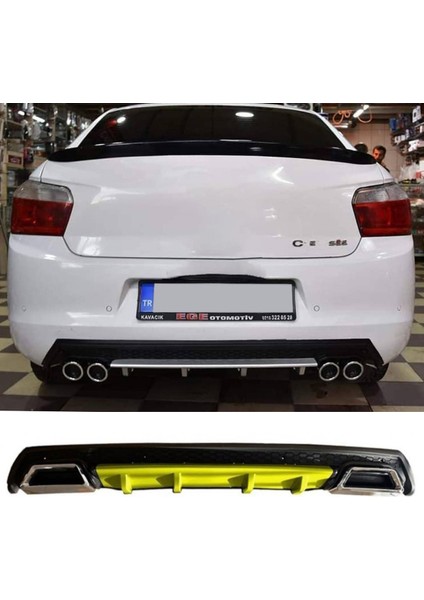 Citroen C Elysee Sarı Difüzör Çiftli Kare Egzoz Görünümlü D Tip Difizör
