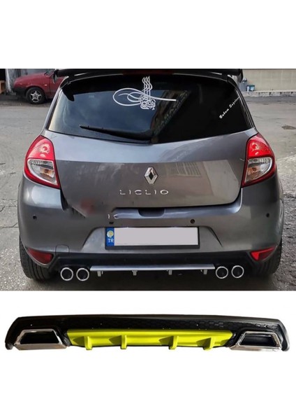 Renault Clio 3 Hb Sarı Difüzör Çiftli Kare Egzoz Görünümlü D Tip Difizör
