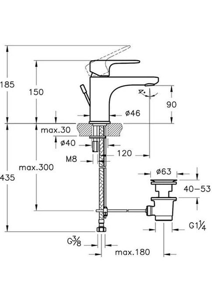A47122 Root Round Aquasee Çift Su Girişli Temassız Lavabo Bataryası - Elektrikli - Krom