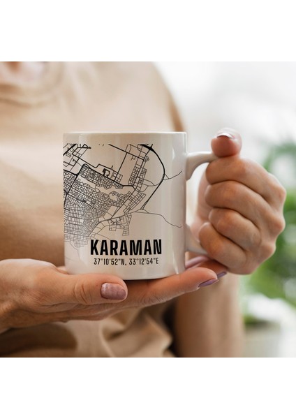 Karaman Şehir Haritası Baskılı Porselen Kupa Bardak 300 ml fiyatları