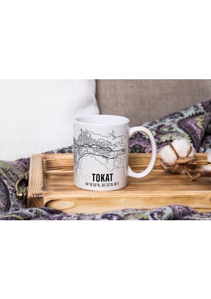 Tokat Şehir Haritası Baskılı Porselen Kupa Bardak 300 ml