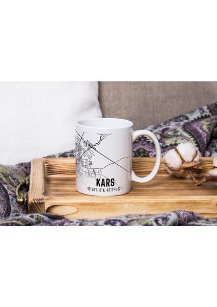 Kars Şehir Haritası Baskılı Porselen Kupa Bardak 300 ml indirimleri