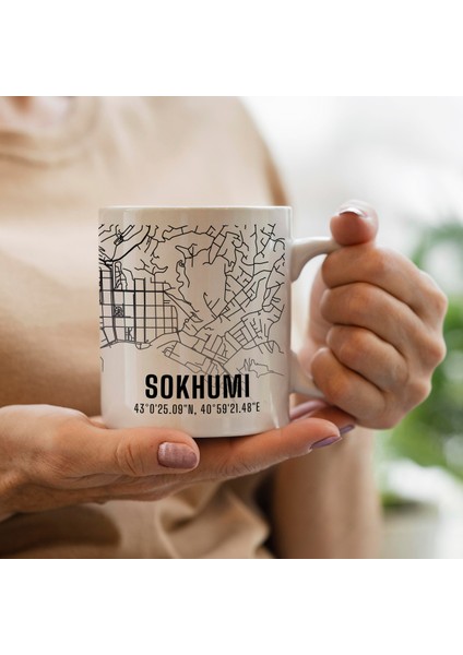 Sokhumi Şehir Haritası Baskılı Porselen Kupa Bardak 300 ml fiyatları