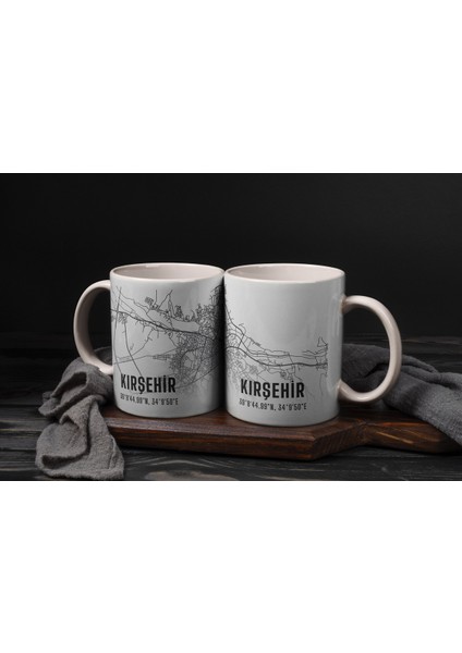 Kırşehir Şehir Haritası Baskılı Porselen Kupa Bardak 300 ml