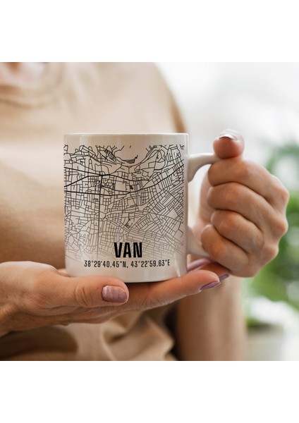 Van Şehir Haritası Baskılı Porselen Kupa Bardak 300 ml fiyatları