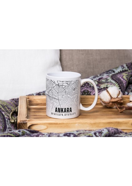 Ankara Şehir Haritası Baskılı Porselen Kupa Bardak 300 ml indirimleri