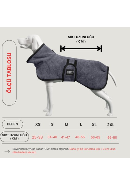 Boyunlu Köpek Bornozu, Yüksek Gramajlı Mikrofiber, Gri