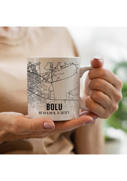 Bolu Şehir Haritası Baskılı Porselen Kupa Bardak 300 ml fiyatları
