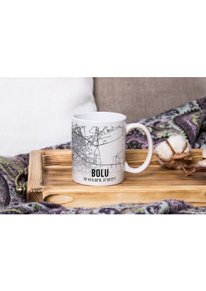 Bolu Şehir Haritası Baskılı Porselen Kupa Bardak 300 ml fırsatları
