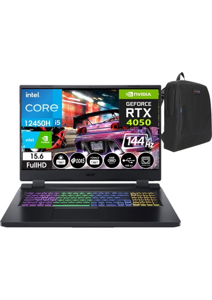 Nitro 5 AN515-58 Intel Core I5 12450H 32GB Ddr5 Ram 512GB SSD 6gb RTX4050 15,6 Inç 144Hz IPS Fhd Freedos Taşınabilir Bilgisayar NHQLZEY00704+WEBLEGELSINÇANTA