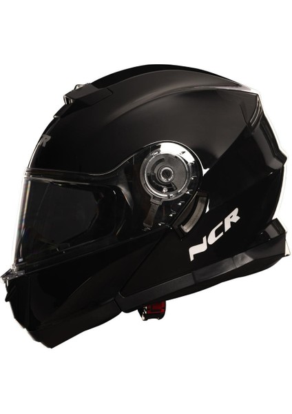 Stars Çene Açılır Parlak Siyah Kask (Ece Belgeli)