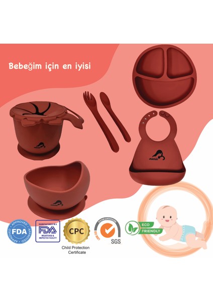 "momia Bebek Silikon Beslenme Mama Seti - Sağlıklı ve Renkli!" Set 2 - Bebek Mama Tabağı , Bebek Mama Önlüğü, Bebek Aslan Kap , Bebek Mama Kasesi , Bebek Kaşık Çatal