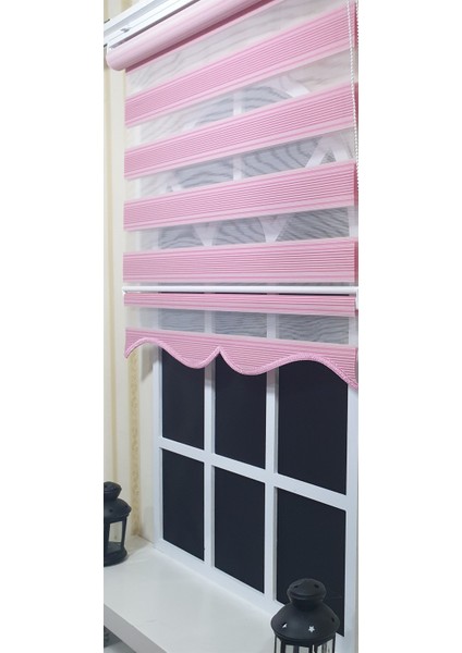 Pliseli Zebra Stor Perde Pembe Etek Dilimli St 019