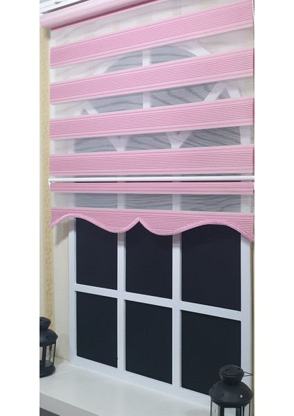 Pliseli Zebra Stor Perde Pembe Etek Dilimli St 019