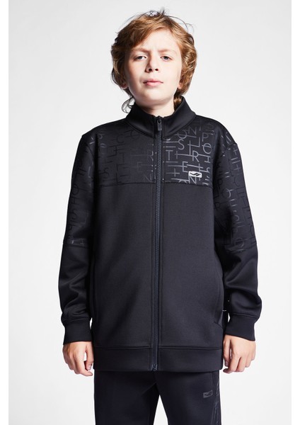 Siyah Çocuk Fermuarlı Sweatshirt 24B-3135