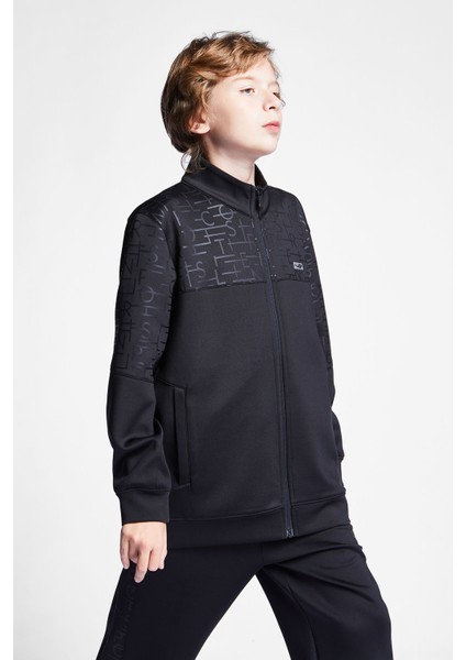 Siyah Çocuk Fermuarlı Sweatshirt 24B-3135