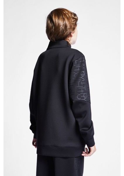 Siyah Çocuk Fermuarlı Sweatshirt 24B-3135