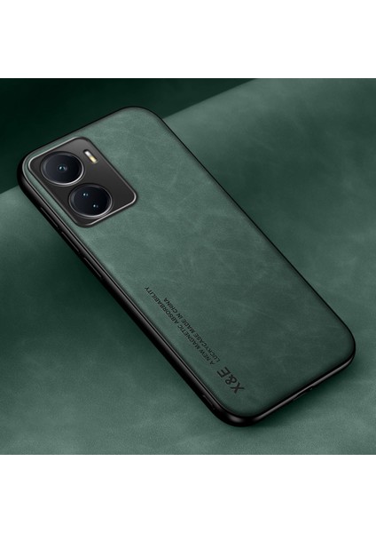Vivo Y16 4g Pu Deri Kaplamalı Tpu+Pc Kapak Anti-Fall Telefon Kılıfı Cilt Touch Ince Telefon Kılıfı (Yurt Dışından)