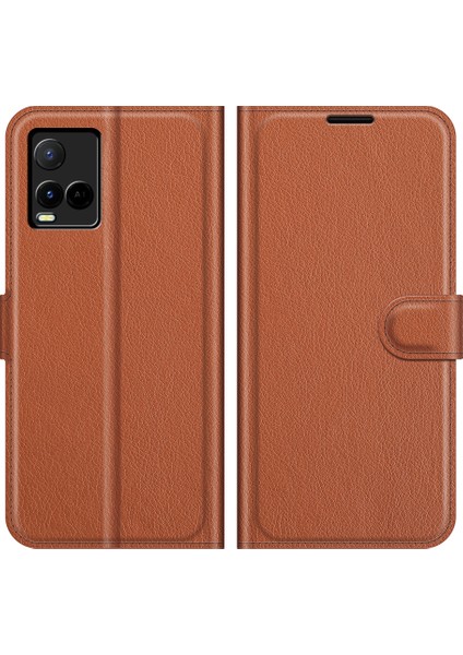 Vivo Y21 Pratik Tasarım Telefon Kasası Cüzdan Standı Litchi Cilt Flip Deri Telefon Kapak Kabuğu (Yurt Dışından)