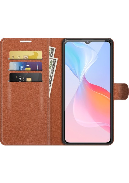 Vivo Y21 Pratik Tasarım Telefon Kasası Cüzdan Standı Litchi Cilt Flip Deri Telefon Kapak Kabuğu (Yurt Dışından) fırsatları