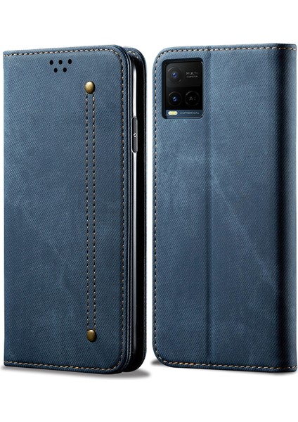 Vivo Y21/Y33S Kot Kumaş Dokusu Darbeye Dayanıklı Cüzdan Deri Telefon Kılıfı (Yurt Dışından) fiyatları