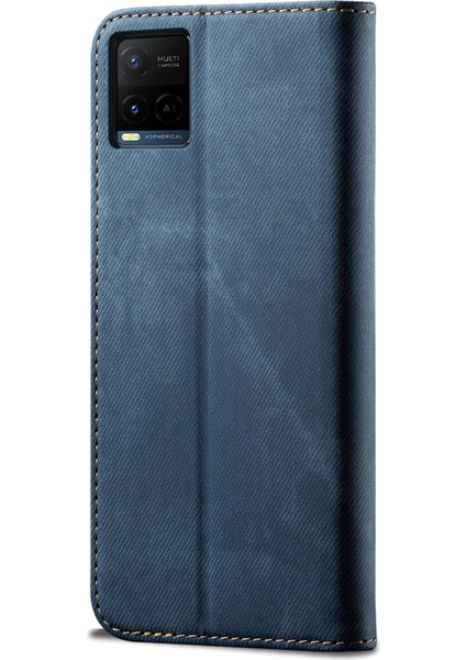 Vivo Y21/Y33S Kot Kumaş Dokusu Darbeye Dayanıklı Cüzdan Deri Telefon Kılıfı (Yurt Dışından) indirimleri