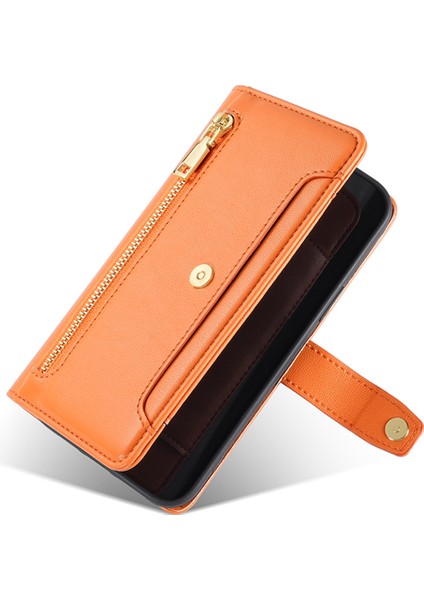 Infinix Hot 30I Cüzdan Kılıfı Zipper Cep Flip Stand Pu Deri Telefon Kapağı Kayış ve Bilek Kayışı (Yurt Dışından)
