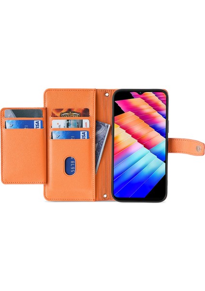 Infinix Hot 30I Cüzdan Kılıfı Zipper Cep Flip Stand Pu Deri Telefon Kapağı Kayış ve Bilek Kayışı (Yurt Dışından)