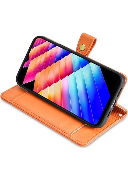 Infinix Hot 30I Cüzdan Kılıfı Zipper Cep Flip Stand Pu Deri Telefon Kapağı Kayış ve Bilek Kayışı (Yurt Dışından)