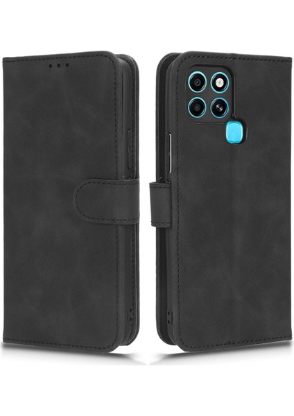 Infinix Smart 6 Cilt Düzenli Duygu Pu Deri Telefon Kılıfı Stand Flip Cüzdan Kapağı (Yurt Dışından)