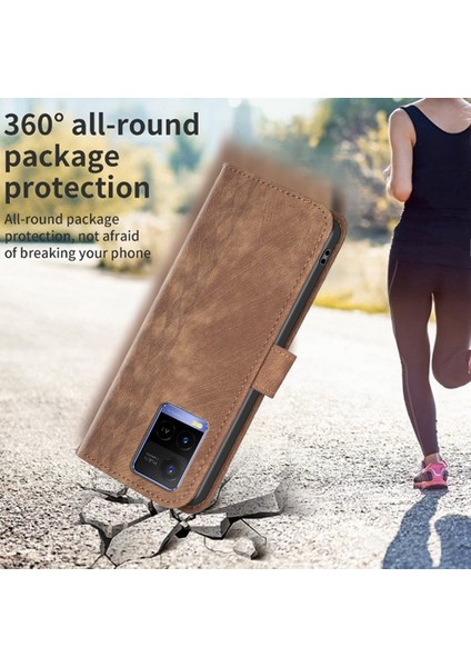 Vivo Y21 / Y21S / Y33S Telefon Kılıfı Pu Deri Izgara Deseni Baskılı Kapak Stand Cüzdan Kabuğu (Yurt Dışından) indirimleri